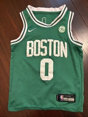 Jayson Tatum Nike Green and White Boston Kids Basketball Jersey